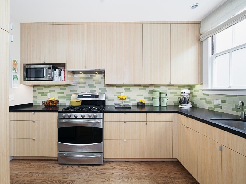 Tủ bếp Melamine vân sồi trắng