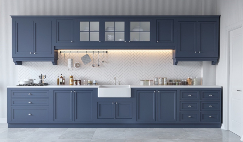 Tủ bếp đẹp giá rẻ làm bằng vật liệu gỗ công nghiệp