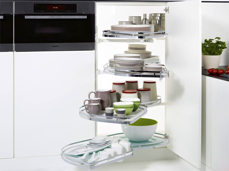 Phụ kiện thông minh sẽ giúp tối ưu công năng cho tủ bếp nhựa phủ acrylic