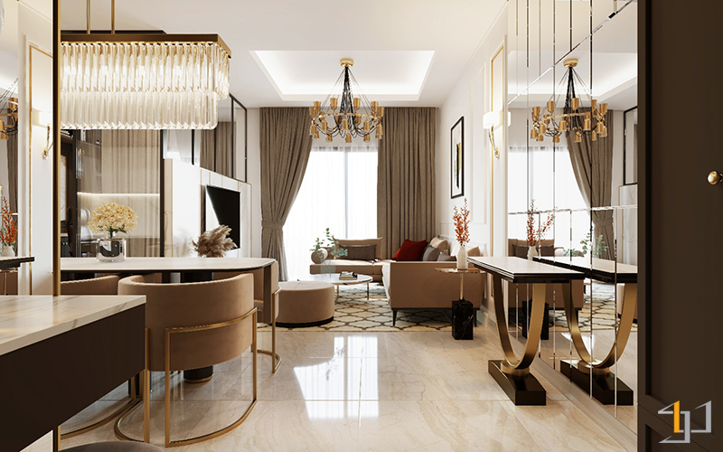 Phong cách Luxury với đồ nội thất được lựa chọn kỹ lưỡng